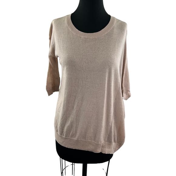 ALLSAINTS Beige Linen Cotton Half Sleeve Cast Jumper Sweater Top Size M NEW - Picture 1 of 8